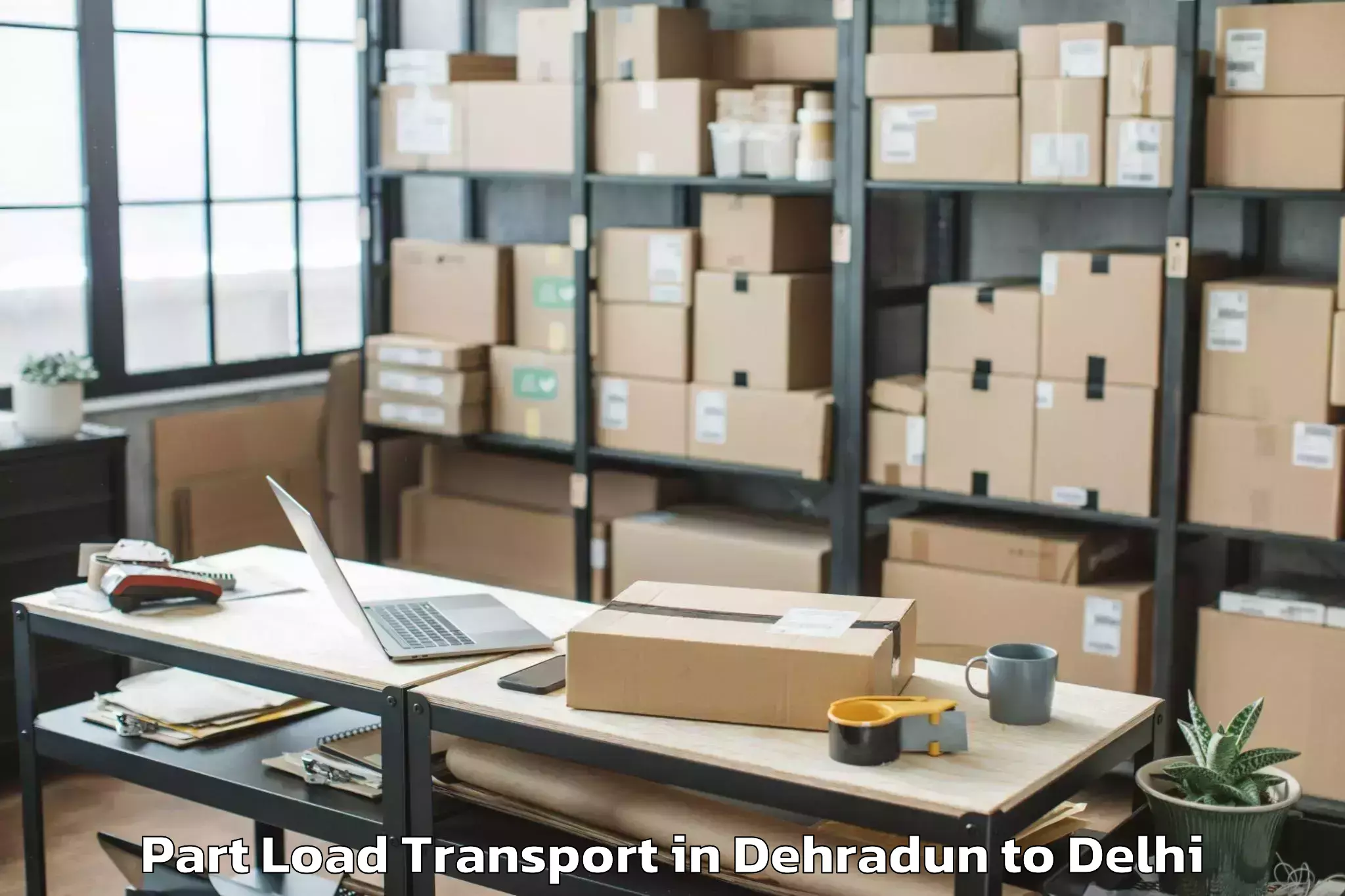 Book Dehradun to Burari Part Load Transport Online